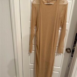 Elegant Gold Long Sleeve Dress